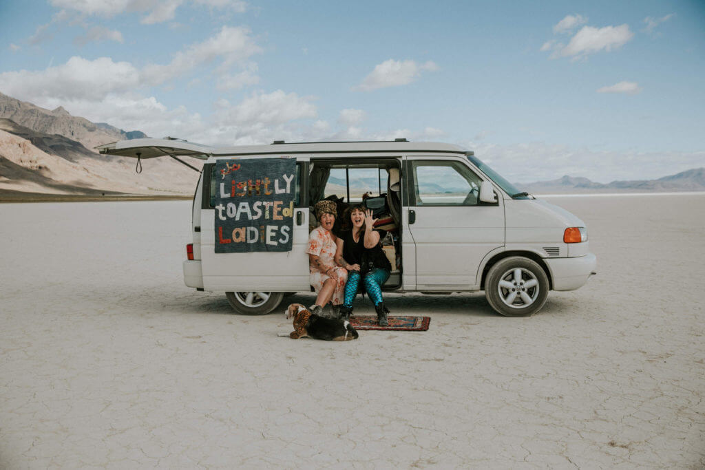 Lightly Toasted Ladies celebrate an engaygement on the Alvord Desert