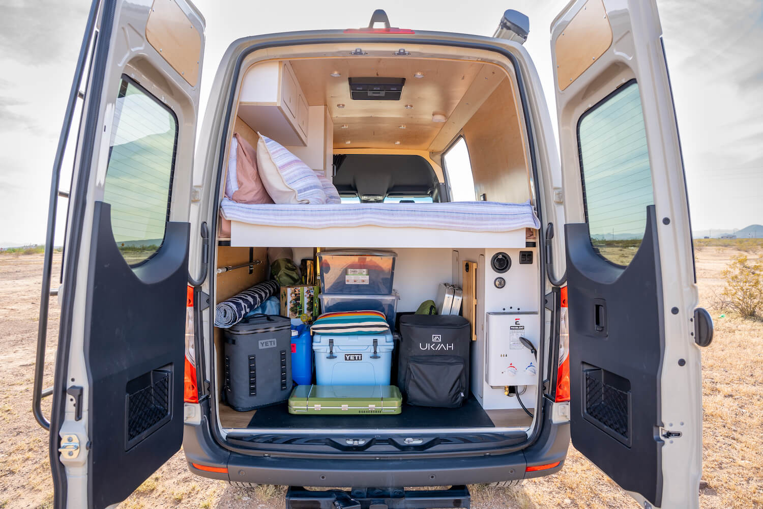 A well-equipped camper van rental ready for a boondocking adventure