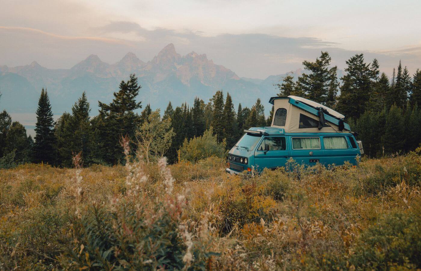 A camper van in Grand Teton National Park.
